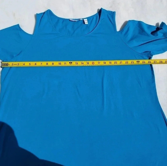 Isaac Mizrahi Live 3X Womens Blouse Turquoise Color - Picture 8 of 8